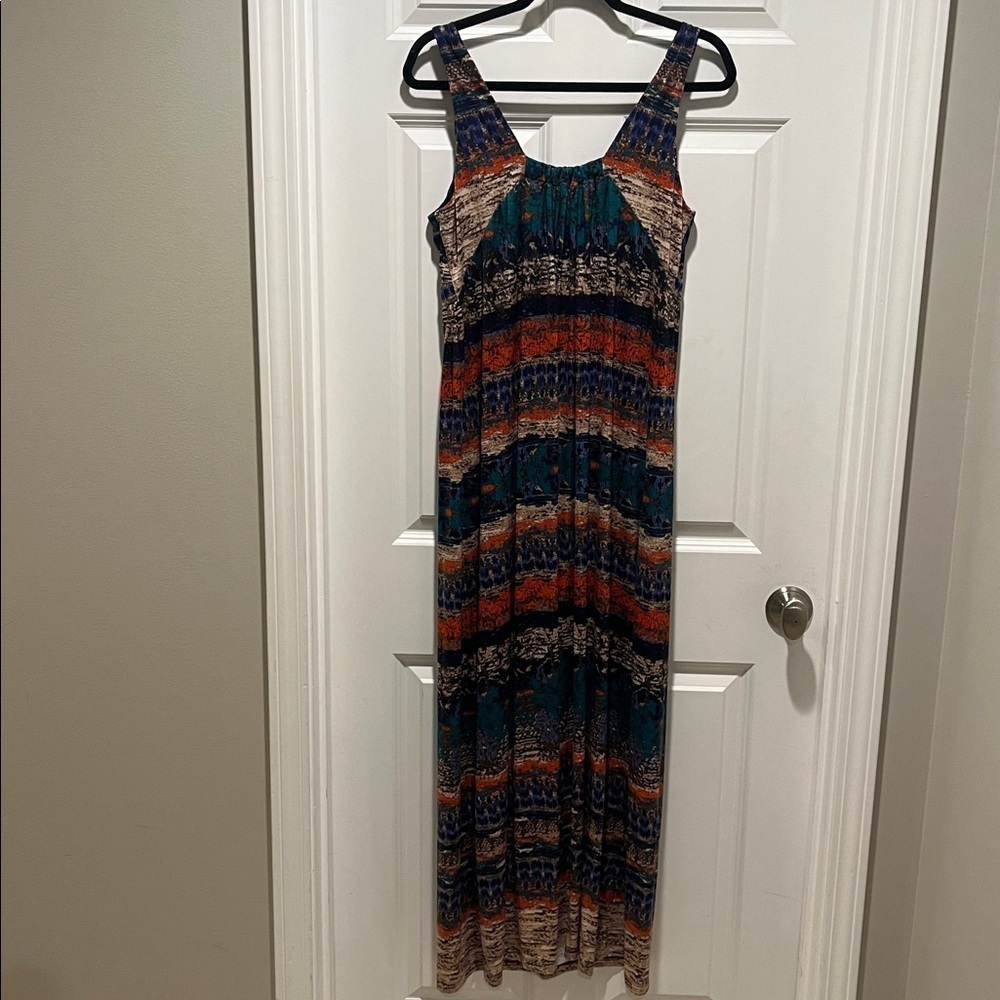 Soma Womens Maxi Dress Empire Waist coastal lounge Boho Stretchy  Large - Picture 8 of 9